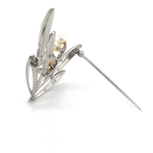 Mikimoto Estate Akoya Pearl Brooch Pin Sterling Silver 4.5 mm M270 - Picture 12 of 12